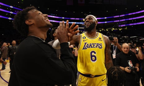 NBA draft: Bronny James unites with father LeBron at LA Lakers | NBA | The Guardian