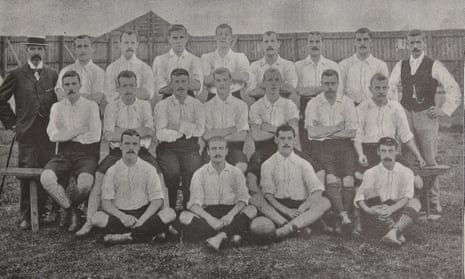 Harry Trainer sits in the front row (second to the left) with his Leicester Fosse teammates during the 1895-86 season.