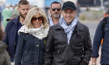Macron and his wife Brigitte looked relaxed while at an air show in northern France