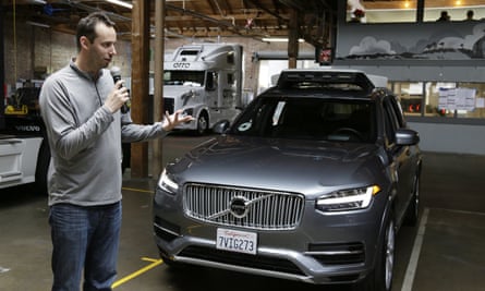 Anthony Levandowski, the former head of Uber’s self-driving program, with one of the company’s driverless cars in San Francisco.