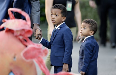 Two children dressed up as Barack Obama at the Halloween event at the South Lawn of the White House.