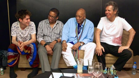 Collier with, from left, Herbie Hancock, Quincy Jones and Chick Corea at Montreux.
