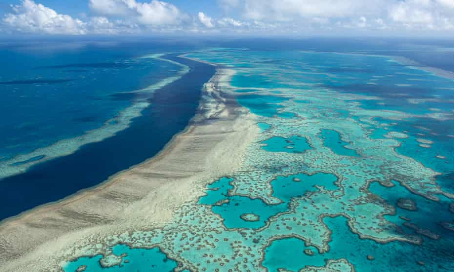 Aerial photo of Hardy reef near the Whitsunday islands in Queensland