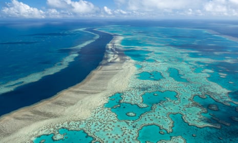 Aerial photo of Hardy reef near the Whitsunday islands in Queensland