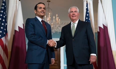 Mohammed bin Abdulrahman al-Thani, the Qatari foreign minister, meets Rex Tillerson in Washington DC on 27 June.