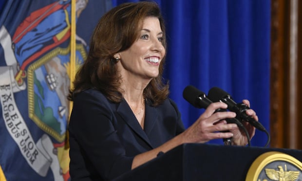 Kathy Hochul speaks at the state Capitol on Wednesday