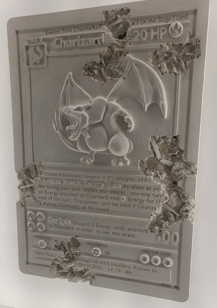 Ceramic artwork of a Charizard card at Creatures Inc HQ,Tokyo, makers of Pokémon cards