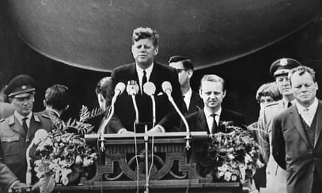 President John F Kennedy delivers his famous ‘Ich bin ein Berliner’ speech in front of the city hall in West Berlin, 26 June 1963.