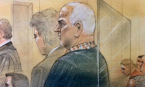 Bruce McArthur attends court, where he pleaded guilty to eight counts of murder, in a sketch by a courtroom artist in Toronto, Canada on 29 January. 