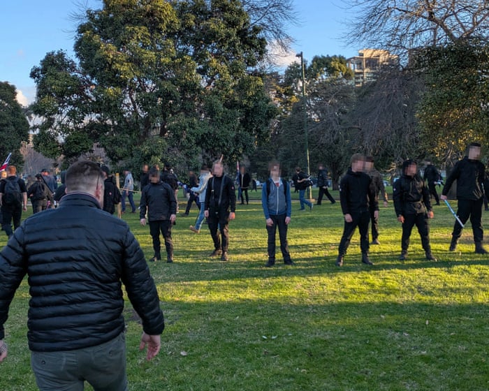 Neo-Nazis attack Indigenous protest site after anti-immigration rally in Melbourne as officer allegedly assaulted in Sydney