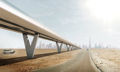An artist’s impression of how the Hyperloop overground system might look.