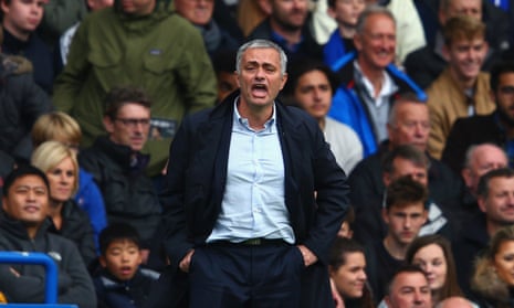 Chelsea’s José Mourinho during the Premier League match against Aston Villa at Stamford Bridge