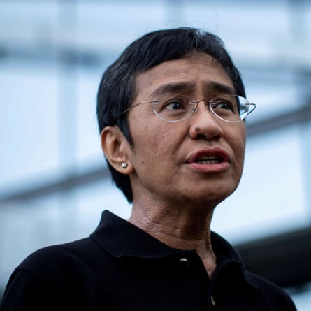 The journalist and Rappler CEO, Maria Ressa, one of the 2021 Nobel Peace Prize winners, speaks during an interview in Taguig City, Philippines.