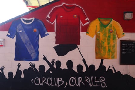 A mural at Broadhurst Park, home of FC United