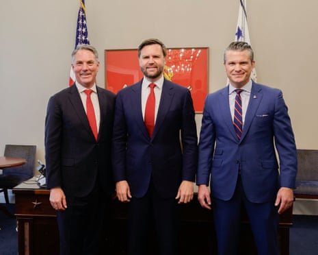 Screengrab from Richard Marles X account. The caption says: “The Alliance between Australia and the United States is longstanding, built on our shared history of deep collaboration. I was pleased to have the opportunity to reaffirm Australia’s commitment to building on this partnership with US @VP JD Vance and Secretary of Defense @PeteHegseth in Washington D.C. today.”