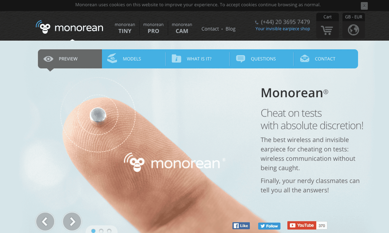 Monorean’s website. Photograph: PR
