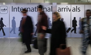 Passengers arrive at Gatwick Airport