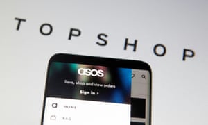 The Asos logo on your smartphone in front of the TopShop logo that appears.