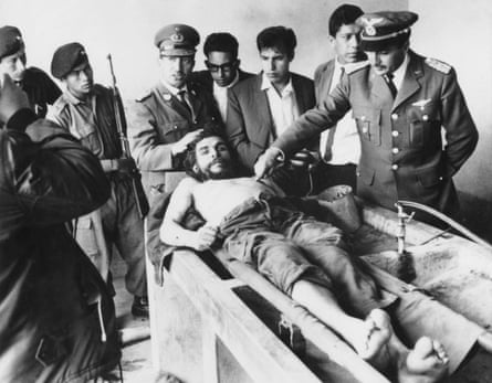 Che Guevara is put on display in the laundry house of the hospital in Vallegrande, Bolivia, the day after his execution.