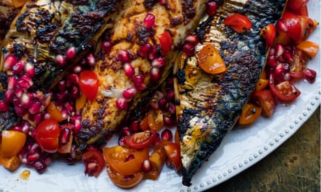 Deliciously crisp: grilled herring, tomato and pomegranate.