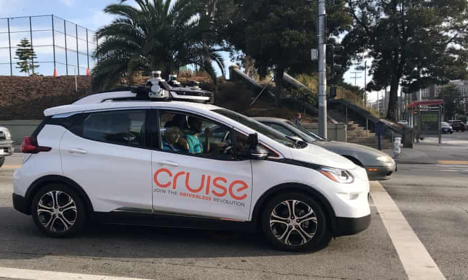 A Cruise self-driving car outside the company’s headquarters in San Francisco.