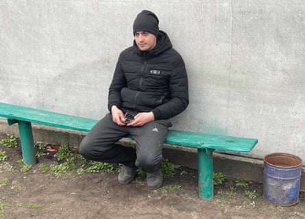 Maksym Didyk spent 12 days tied up and blindfolded in a small outhouse across the road from the school after being grabbed at a checkpoint on 19 March