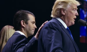 Donald Trump Jr with his father on 7 November 2016.