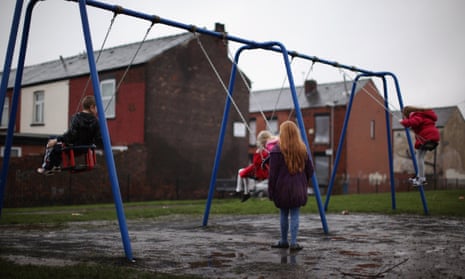 Children playing in a park in the Gorton area of Manchester
