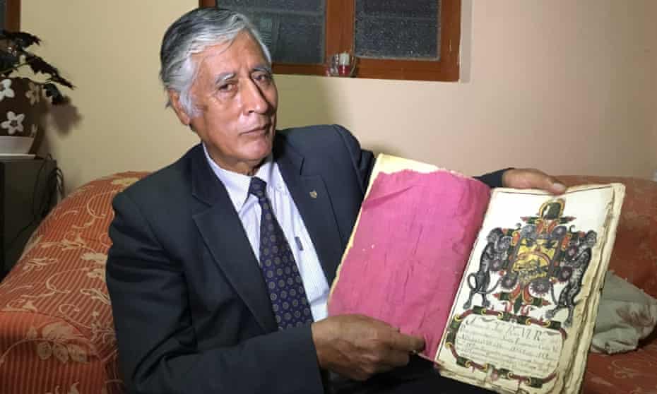 Alfredo Inca Roca, 69, claims to have the documentation to prove his royal bloodline, in the form of a parchment signed in 1545 by Holy Roman Emperor Carlos V.