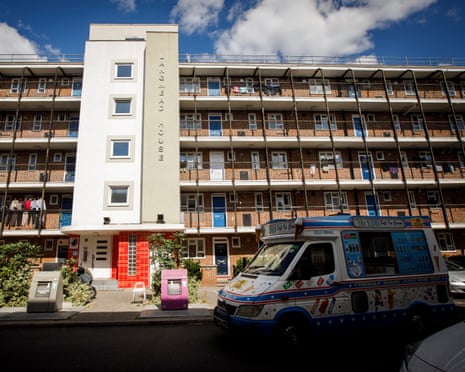 Langmead House, which has been affected by water shortages, with water turned off without warning for hours each day. Hundreds of residents in blocks of flats in the Devons Road estate in Tower Hamlets, east London, have been left without regular running water for more than six months. Photographed 6 August 2026