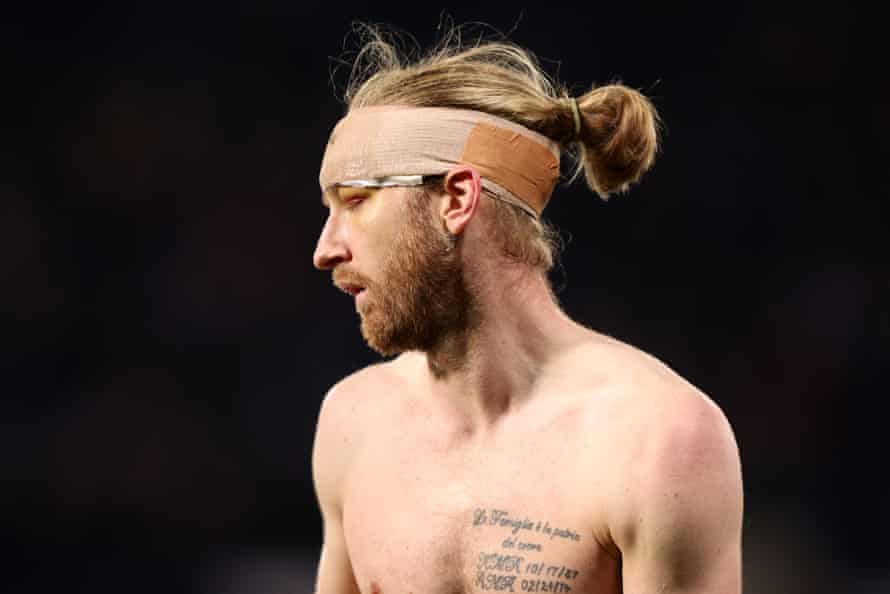 Fulham’s Tim Ream after the game. At this point without shirts!