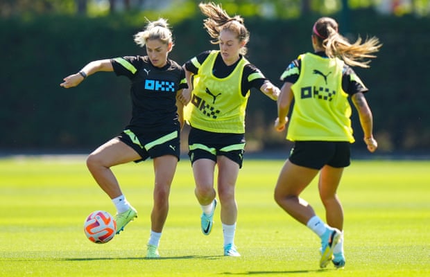 Keira Walsh (centre) was back in training with her club Manchester City just a week after winning Euro 2022.