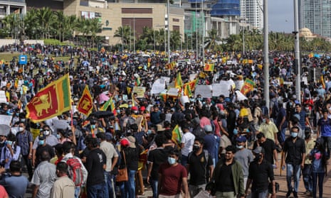 Protesters flood the streets of Colombo