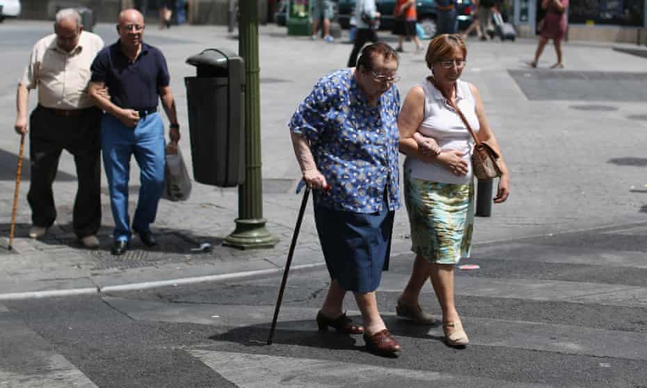 Older people in Madrid, Spain.