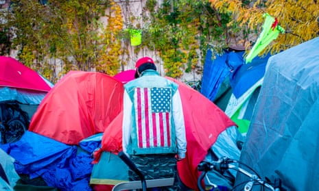 A tent city in Minneapolis. Martin v City of Boise struck down a city ordinance that made it a misdemeanor to camp or sleep on sidewalks or parks without permission.