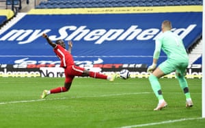 Sadio Mane is just offside.