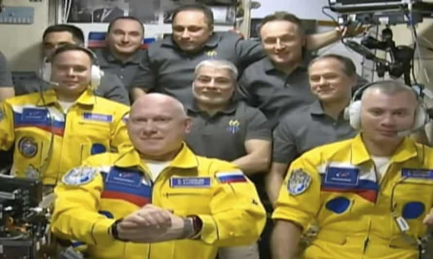 Korsakov, Artemyev and Matveyev were the first new faces in space since the start of Russia's war in Ukraine and emerged from the Soyuz capsule in February wearing yellow flight suits with blue stripes, widely interpreted as the colors of the Ukrainian flag at the time.