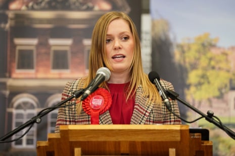 Labour’s Sarah Edwards giving her victory speech after being declared the new MP for Tamworth.
