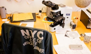 Office work station in the Brooklyn office of Chief Medical Examiner of New York