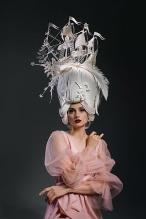 Paper hat fashion creation by Ukranian artist Asya Kozina.