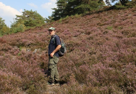 Mike Waite of the Surrey Wildlife Trust, in search of the great fox-spider.