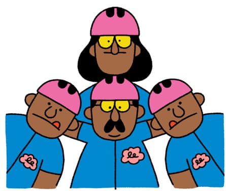 Illustration of a couple with two children