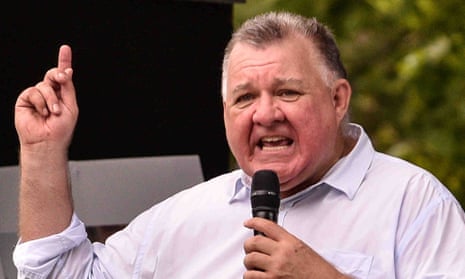 Craig Kelly speaks to protesters during a 'Voices 4 the Kids' protest against vaccination policies at Hyde Park in Sydney