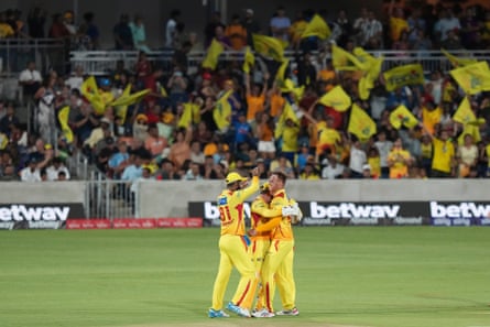 The Texas Super Kings celebrate a play during a recent match.