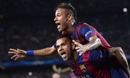Dani Alves and Neymar at Barcelona.