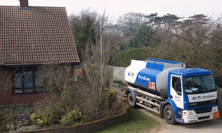 Heating oil delivered to a rural home in Bawdsey, Suffolk