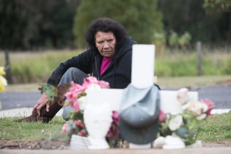Leetona Dungay, David’s mother, at his grave