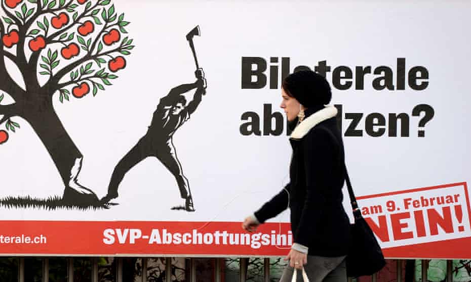 2014 anti-immigration poster in Switzerland