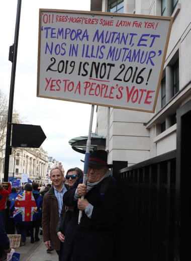 Changing times … an anti-Brexit protester in March.