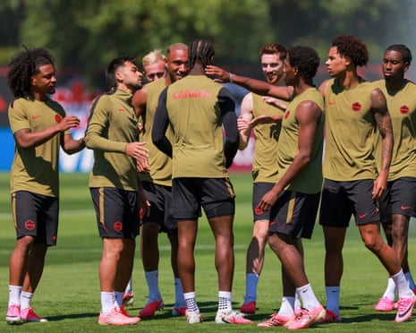 Canada’s squad training ahead of tonight’s match with Qatar.